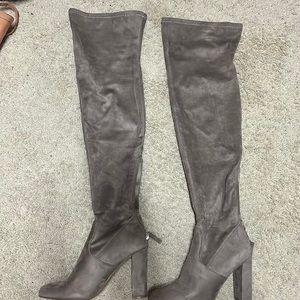 Steve Madden taupe suede over the knee heeled boots